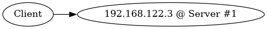 digraph {
        rankdir=LR;
        "Client" -> "192.168.122.3 @ Server #1";
    }
