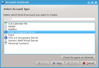 Select Account Type: Kolab Groupware